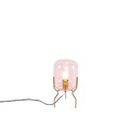 QAZQA, Art Deco Tischlampe Messing rosa Glas - Glückseligkeit