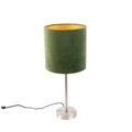 QAZQA, Tischlampe Stahl mit grünem Schirm 25 cm - Simplo