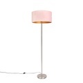 QAZQA, Stehlampe Stahl mit rosa Schirm 50 cm - Simplo