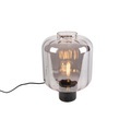 QAZQA, Design Tischlampe schwarz mit Rauchglas - Qara