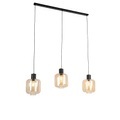 QAZQA, Design Hängelampe schwarz mit Braunglas 3-Licht 161,5 cm - Qara