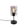 QAZQA, Design Tischlampe schwarz mit Rauchglas auf Standard - Kuppel