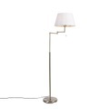 QAZQA, Stehlampe aus Stahl mit weißem Schirm und verstellbarem Arm - Ladas Deluxe
