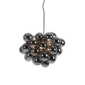 QAZQA, Art Deco Hängelampe schwarz mit Rauchglas 8 Lampen - Uvas