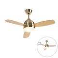 QAZQA, Deckenventilator Messing mit Fernbedienung - Rotar