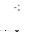 QAZQA, Art Deco Stehleuchte schwarz und gold mit Rauchglas 3-Licht - Vidro