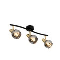 QAZQA, Deckenleuchte Gold 56 cm mit Rauchglas 3-Licht - Vidro