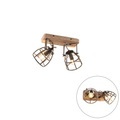 QAZQA, Industriestrahler schwarz mit Holz verstellbar 2-Licht - Arthur