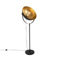 QAZQA, Industrie Stehlampe schwarz 50 cm mit Gold verstellbar - Magnax