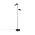 QAZQA, Design Stehleuchte schwarz mit goldenen 2 Lichtern - Lynn