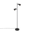 QAZQA, Moderne Stehlampe schwarz mit goldenen 2 Lichtern - Lynn