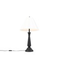 QAZQA, Klassische Tischlampe schwarz mit cremefarbenem Schirm - Taula
