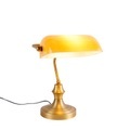 QAZQA, Klassische Notarlampe Bronze mit Braunglas - Banker