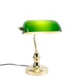 QAZQA, Klassische Notarlampe Messing mit Grün - Banker