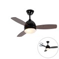 QAZQA, Deckenventilator schwarz mit Fernbedienung - Rotar
