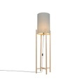 QAZQA, Land Stehlampe Holz mit grauem Schirm - Lengi