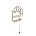 QAZQA, Industrielle Wandleuchte schwarz mit Holz 49 cm - Hiso