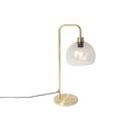 QAZQA, Moderne Tischlampe Messing mit Rauchglas - Maly