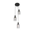 QAZQA, Moderne Hängelampe schwarz mit Rauchglas 3-Licht - Vidra