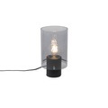 QAZQA, Moderne Tischlampe schwarz mit Rauchglas - Vidra