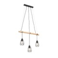 QAZQA, Land Hängelampe schwarz mit Holz 3-Licht - Dami Frame