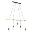 QAZQA, Land Hängelampe schwarz mit Holz 5-Licht - Dami