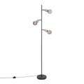 QAZQA, Industrielle Stehlampe schwarz mit Beton 3-Licht - Pedra