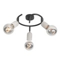 QAZQA, Pafond Spot schwarz mit Beton 3-Licht - Pedra