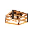 QAZQA, Industrielle Deckenleuchte schwarz mit Holz 4-Licht - Paleta Mai
