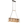 QAZQA, Industrielle Hängelampe schwarz mit Holz 80 cm 4-Licht - Paleta Mai