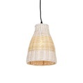 QAZQA, Land Hängelampe weiß mit Holz 20 cm - Burn Rattan