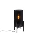 QAZQA, Design Tischlampe schwarz Leinenschirm schwarz - Rich