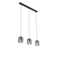 QAZQA, Design Hängelampe schwarz mit Rauchglas 3-Licht - Bliss