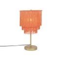 QAZQA, Orientalische Tischlampe goldrosa Schirm mit Fransen - Franxa