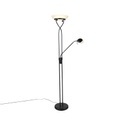 QAZQA, Stehlampe schwarz inkl. LED und Dimmer mit Leselampe - Empoli