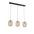 QAZQA, Moderne Hängelampe Messing 3-Licht - Waya Mesh