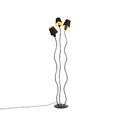 QAZQA, Design Stehleuchte schwarz 3-Lichter mit Klemmkappen - Wimme