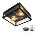QAZQA, Industrielle Smart Outdoor Deckenleuchte schwarz inkl. 2 WiFi ST64 - Rotterdam