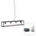 QAZQA, Smart Industrie Hängelampe schwarz inkl. 4 WiFi A60 - Cage 4