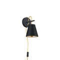 TRIO LEUCHTEN, Moderne Wandleuchte schwarz mit Gold - Andries