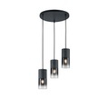 TRIO LEUCHTEN, Moderne Hängelampe schwarz 3-Licht - Huygen