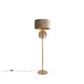 QAZQA, Vintage Stehlampe Gold mit Samtschirm Taupe 50 cm - Botanica