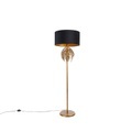 QAZQA, Vintage Stehlampe Gold mit schwarzem Samtschirm 50 cm - Botanica