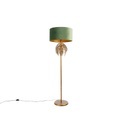 QAZQA, Vintage goldene Stehlampe mit grünem Samtschirm - Botanica