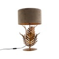 QAZQA, Vintage Tischlampe Gold mit Samtschirm Taupe 35 cm - Botanica