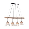 Paul Neuhaus, Land Hängelampe schwarz mit Rattan 4-Licht - Treccia Pua