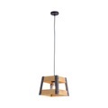 Paul Neuhaus, Industrielle Hängelampe schwarz mit Holz - Kiste