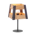 Paul Neuhaus, Industrielle Tischlampe schwarz mit Holz - Kiste