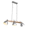 QAZQA, Industriële hanglamp staal met hout 3-lichts - Mangoes