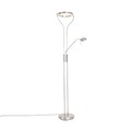 QAZQA, Moderne vloerlamp staal met leesarm incl. LED en dimmer - Divo